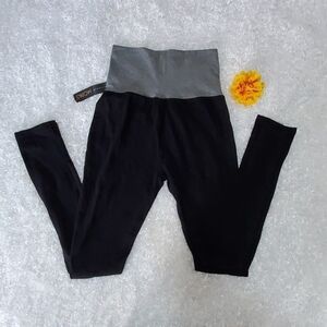 NWT Black & Gray Wide Waistband Yoga Pant Leggings